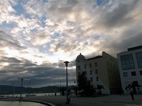 Cloudy, in front of the University