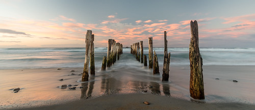 clouds dawn dunedin light newzealand otago sand sea sky sunrise tide waves caldwell ankh