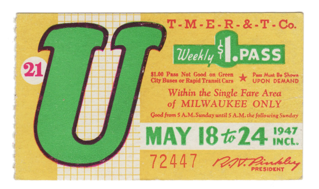 Milwaukee Bus Pass. 1940s