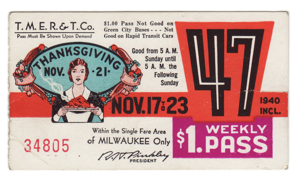 Milwaukee Bus Pass. 1940s