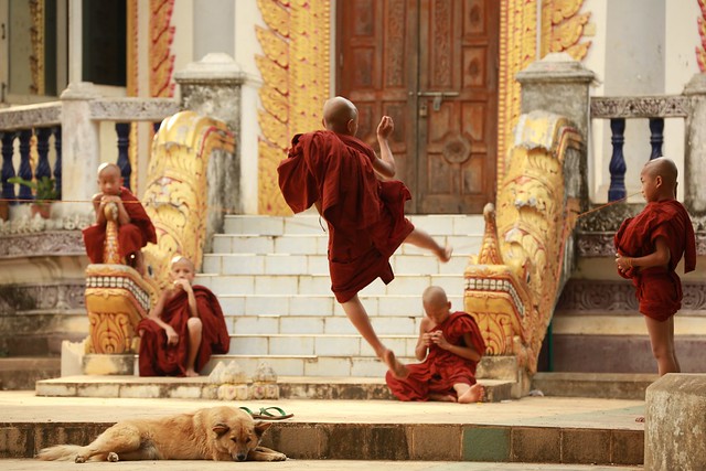 A Group of Novice Monks Taking Time-Out from Chores and Study Keng Tong Shan State Myanmar Burma