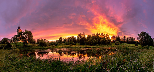 2016 canon lakes summer sunset trees mariental fortress sunshine sunrays sun clouds sky pavlovsk bip reflections pond grass water panorama hdr panoramic scenery park