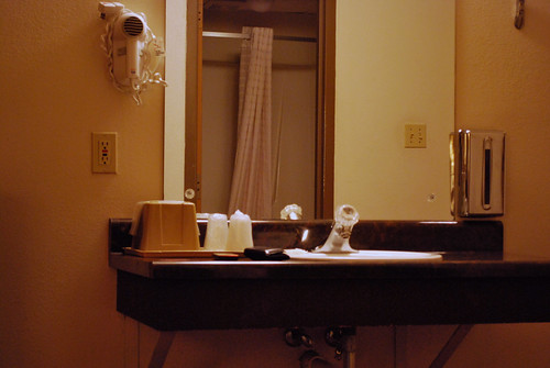 Sink by Fran Young, Motel, Rolla, Missouri, U.S.A., December 2012bathroom shower mirror sink room motel taps missouri vi