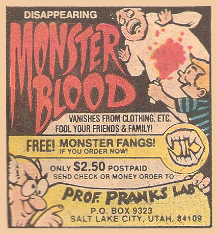 1982 Monster Blood Prank Comic Book Ad