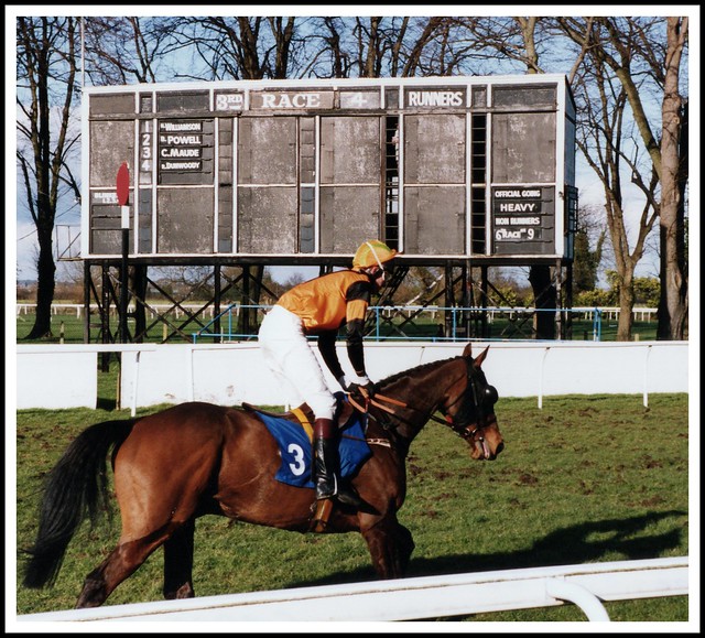 The jockey Chris Maude and racehorse Lucky Lane, 1st place in the 3.25 at Windsor, 6th March 1995