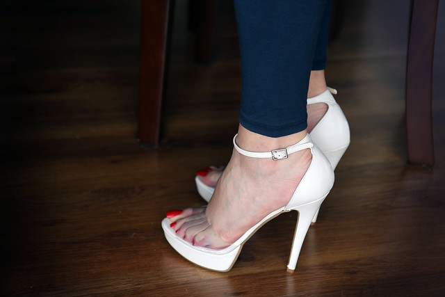clear white heels