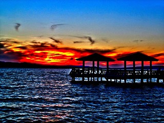 Lake Dardanelle Arkansas dock sunset