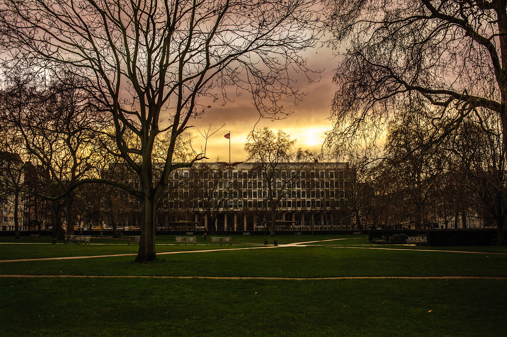 US Embassy, London, Grosvenor Square, winter sunset._7SC2809.jpg