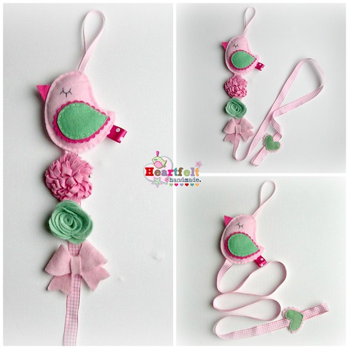 Pink & Green Birdie Hair Clip Holder | heartfelthandmade | Flickr