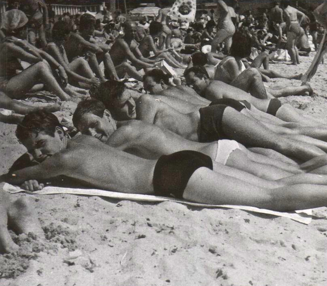 Vintage Photo: 1960s Men On Beach In Speedos