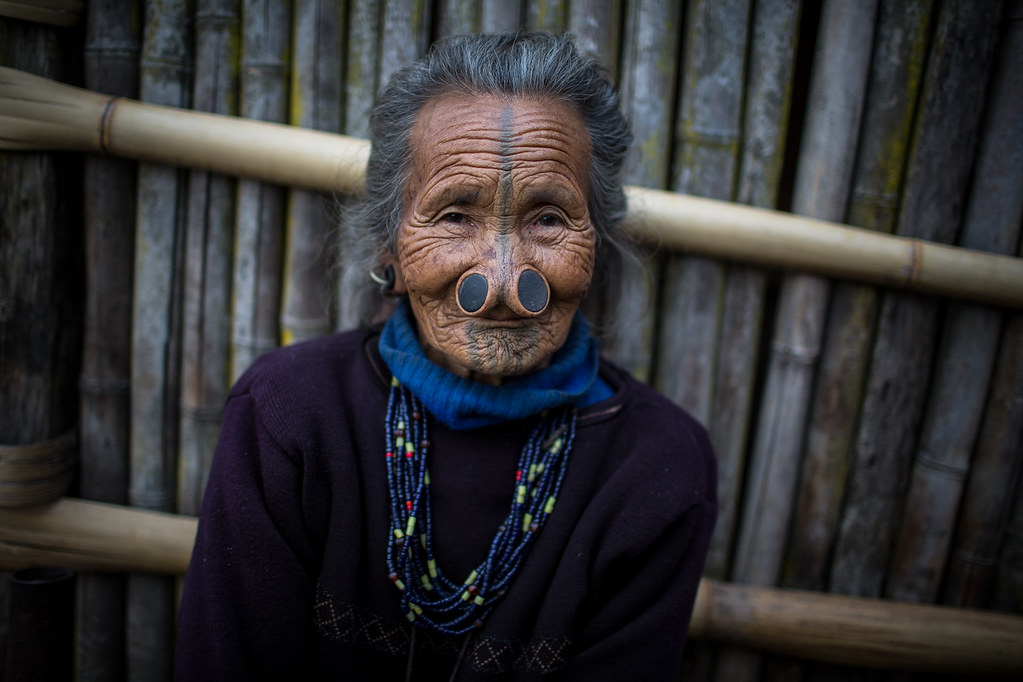 portrait of an old woman Apatani, ziro, arunachal pradesh