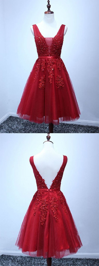 Homecoming Dress | www.dresstells.com/a-line-v-neck-knee-len… | Flickr