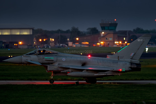 Typhoon FGR4 11sqn in an ex 3 sqn jet   QO-P ZK309 ready for a dusk departure-1