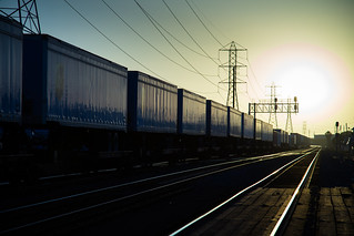 Freight Train into the Sunset