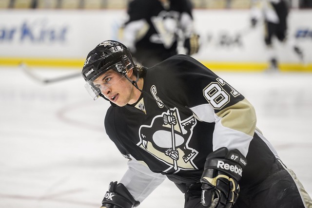 Captain Sidney Crosby cruises by in warmups