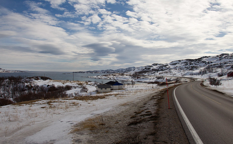 A road with a view of the Varanger fjord