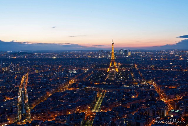 Paris skyline at dusk