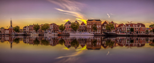 architecture alkmaar bierkade sunset panorama waterfront reflections