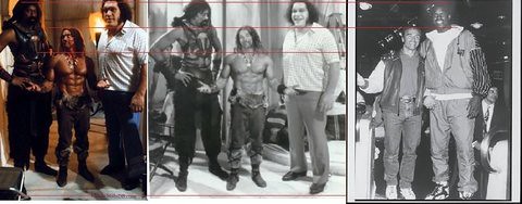 Andre the Giant Wilt Chamberlain Arnold Shaq Height comparison.