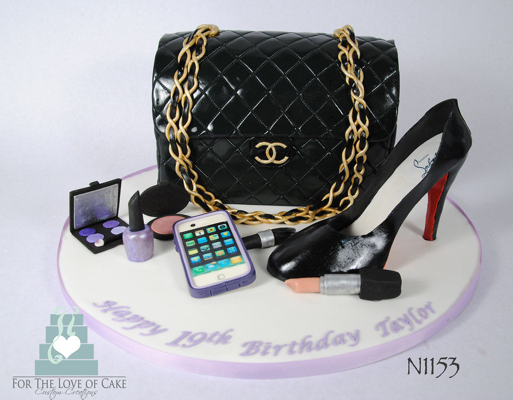 N1153a-black-chanel-purse-shoe-cake-toronto, For the love of cake Custom  Creation