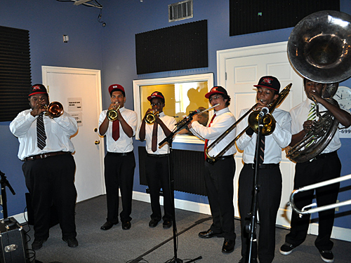 Red Wolf Brass Band in the WWOZ Studios, May 23, 2013