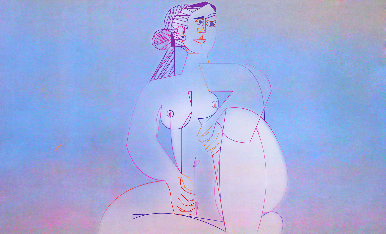 Mujer Sentada, geometrización de Pablo Picasso (1953), abstracción de Roberto Real de León (2013).