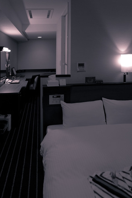 hotel room in Tokyo at night