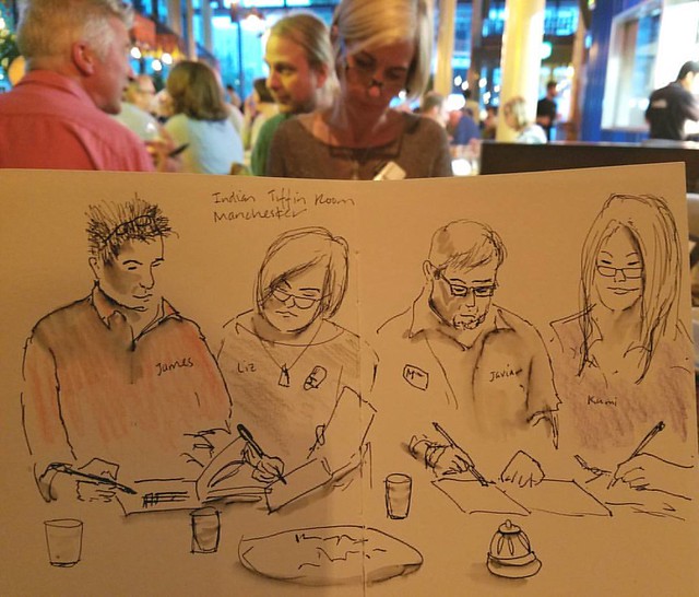 Dinner at the Indian Tiffin Room, Manchester. #urbansketchers #uskmanchester2016