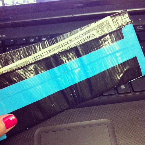 Jake Austin has been making wallets out of duct tape all week. He wants me to list them in my etsy shop for $5.00 each. #littleentrepreneur | by Melissa Hillier
