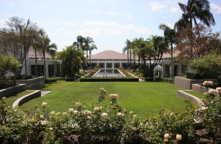 Looking west across Pat Nixon Amphitheater and Tricia Nixon Garden - Richard Nixon Presidential Library and Museum