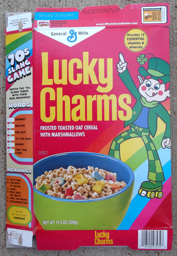 2009 General Mills Lucky Charms Retro 70's Rollar Disco Cereal Box