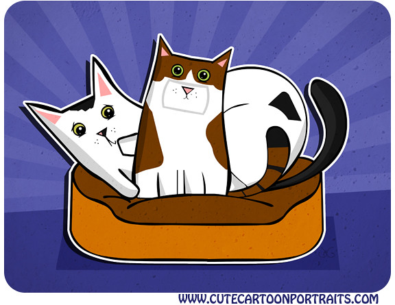 2 Cute Kitties Cartoon
