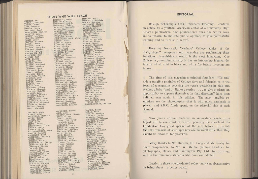 Altjiringa Annual 1956 Pages 2 - 3