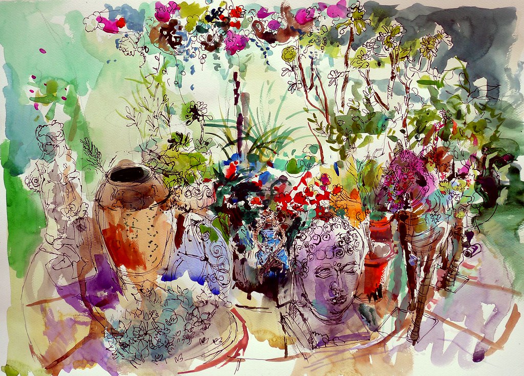 Garden Assemblage Watercolour And Fw Ink Yesterday Sketc Flickr