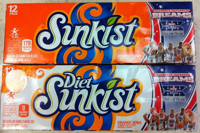 Sunkist and Diet Sunkist 12 packs featuring Dream Team 20th Anniversary graphics (2012)