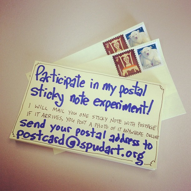 Participate in my postal sticky note experiment!