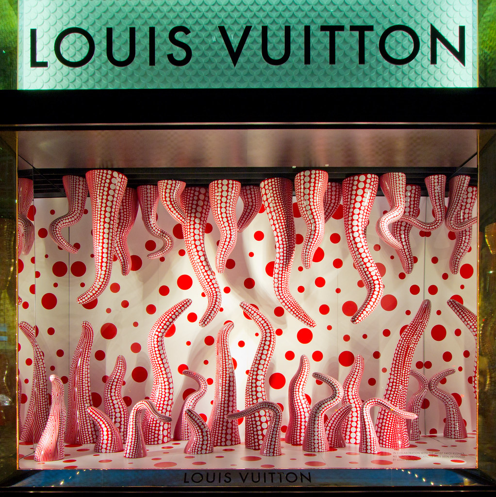 Louis Vuitton's window display in collaboration with Yayoi…