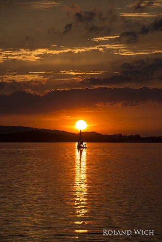 Chiemsee by Rolandito., chiemsee sailing boat silhouette segelboot sunset bayern bavaria bavière baviera germany upper oberb