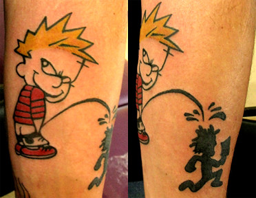 Best Tattoo Ever Good Ol Calvin Pissing On Hatchet Man Flickr