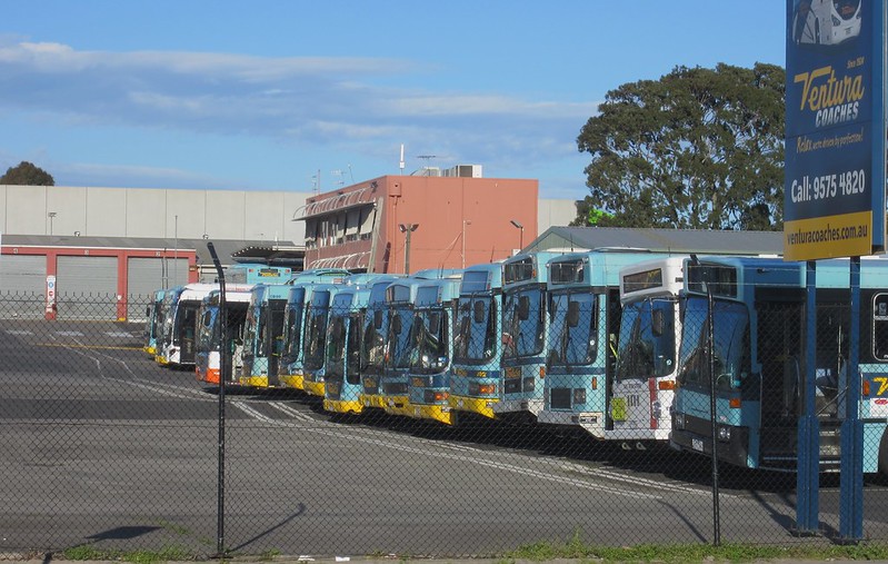 Buses idle at depot