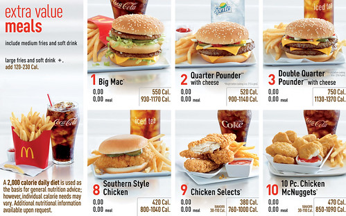 McDonald's USA Extra Value Meals Menu Board