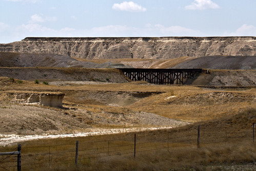 park old railroad travel trestle bridge summer sky usa abandoned nature clouds train fence landscape outside outdoors wire midwest interior south scenic tracks rail sunny crosscountry route national 7d geography badlands range barbed dakota 44 2012 dandangler