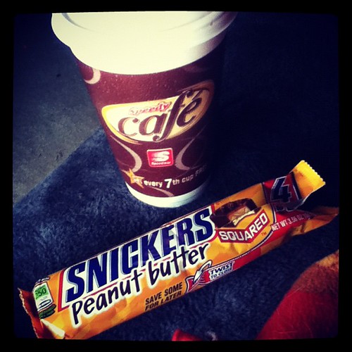 French vanilla coffee and Snickers: Peanut Butter ☕ #breakfastofchampions #breakfasttime | by ktait357