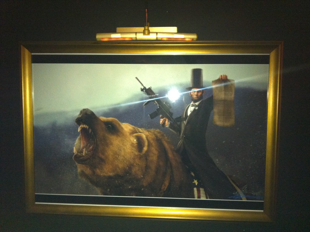 Lincoln, on a Bear, with a Tommy Gun