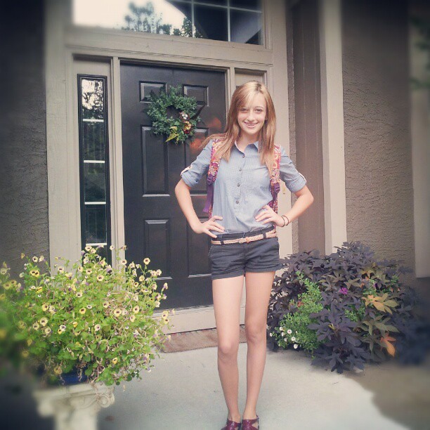 First day of 8th grade! & yes, she is already 4" taller than me! 