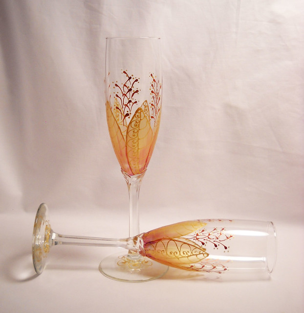 Hand Painted Flute Glassware