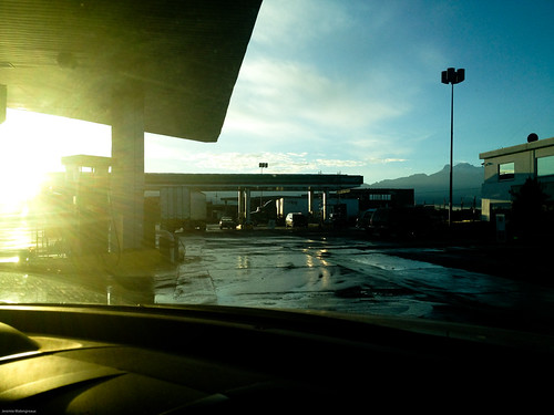 Gas Station by Lymf, 2012 © Jeremie Malengreauxreflection méxico sunrise mexico gasstation mexique