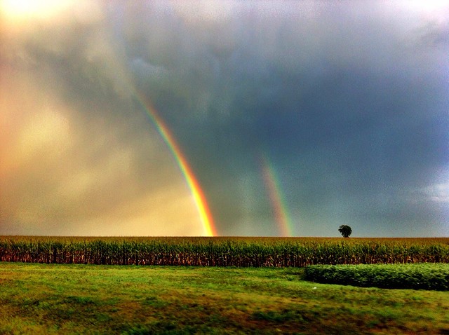 Double rainbow in the fields