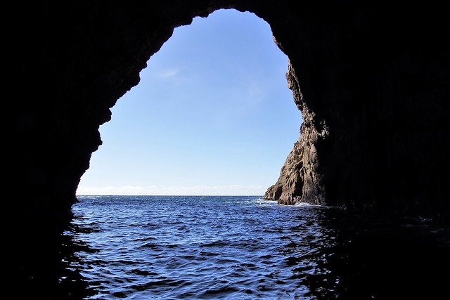 Inside a sea cave looking out.  Coromandel NZ