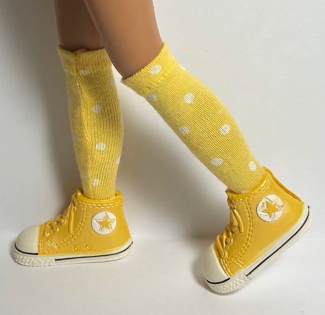 Sunshine Yellow With Dots...Tall Socks For Blythe...
